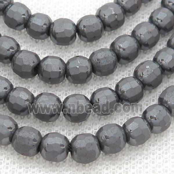 Black Hematite Beads Faceted Round