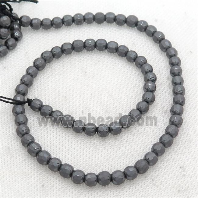 Black Hematite Beads Faceted Round