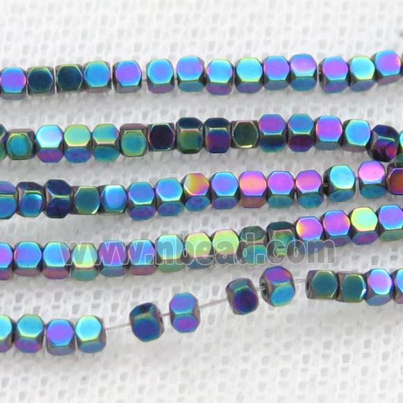 Rainbow Hematite Beads Faceted Cube