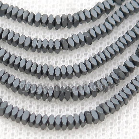 Black Hematite Spacer Beads Faceted Square Matte