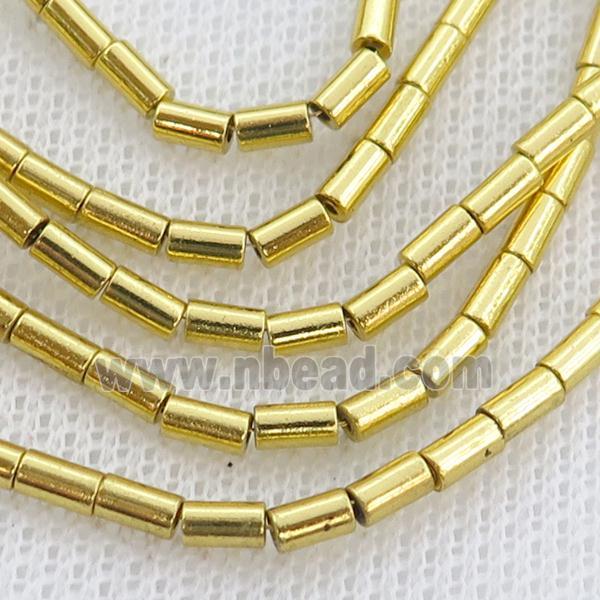 Hematite Tube Beads Shiny Gold
