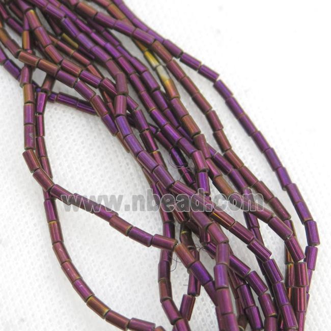 Purple Hematite Tube Beads Electroplated
