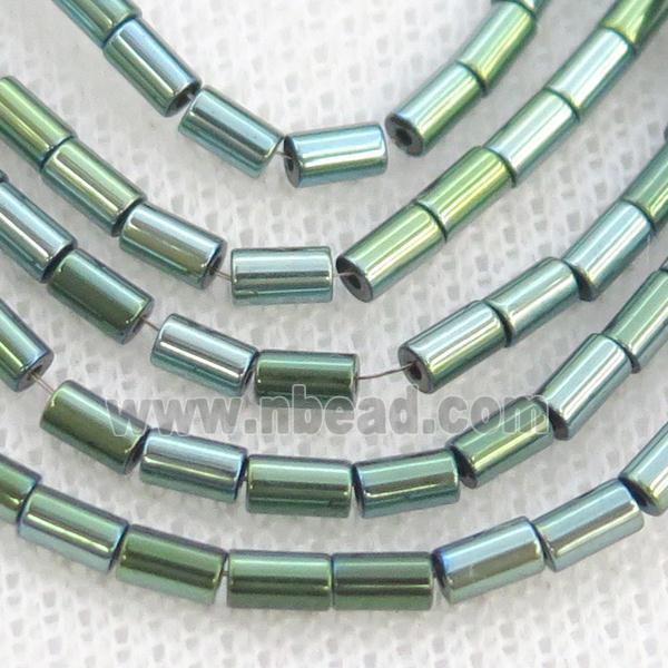 Green Hematite Tube Beads Electroplated