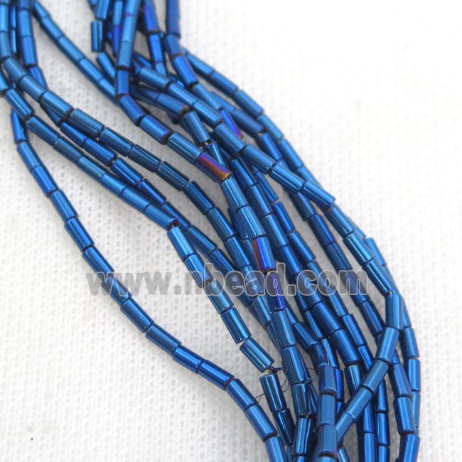 Blue Hematite Tube Beads Electroplated