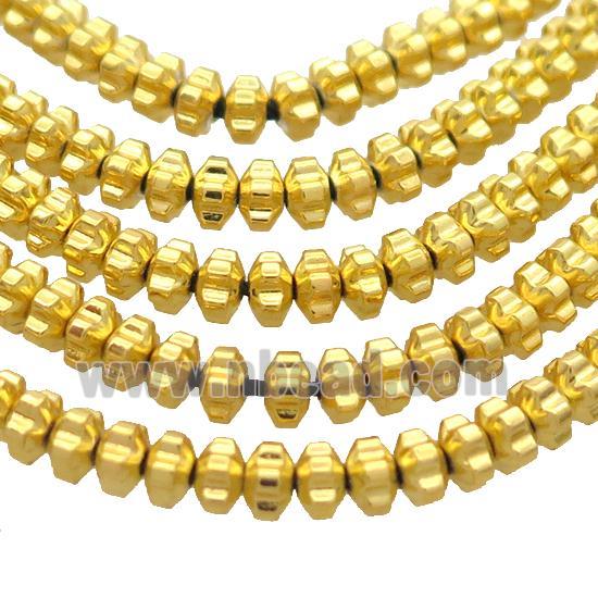 Hematite Beads Flower Shiny Gold Plated