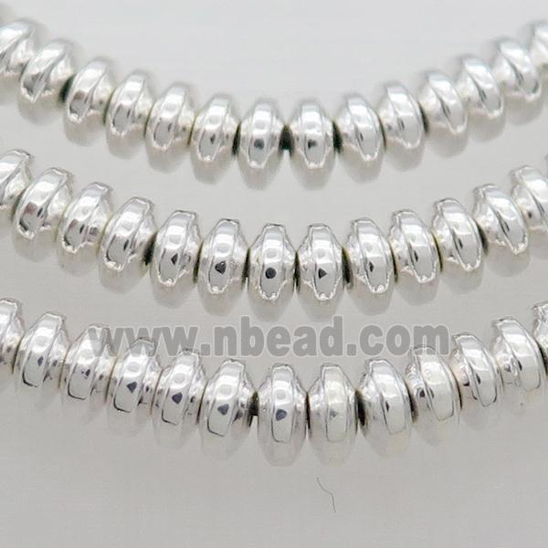 Hematite Beads Rondelle Shiny Silver