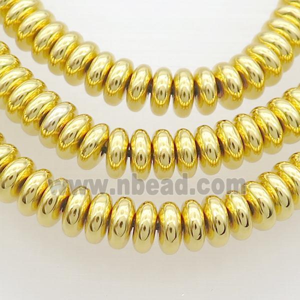Hematite Beads Rondelle Shiny Gold