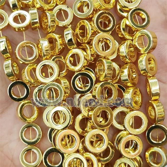 Hematite Ring Beads Circle Shiny Gold