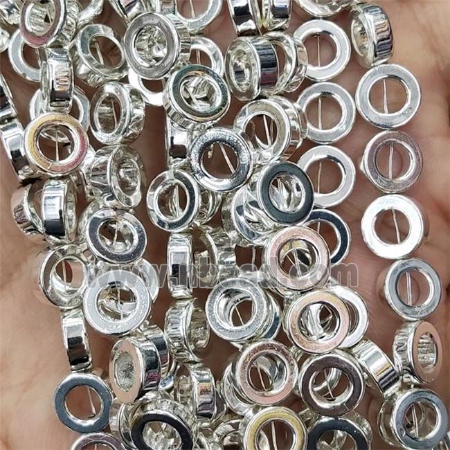 Hematite Ring Beads Circle Shiny Silver