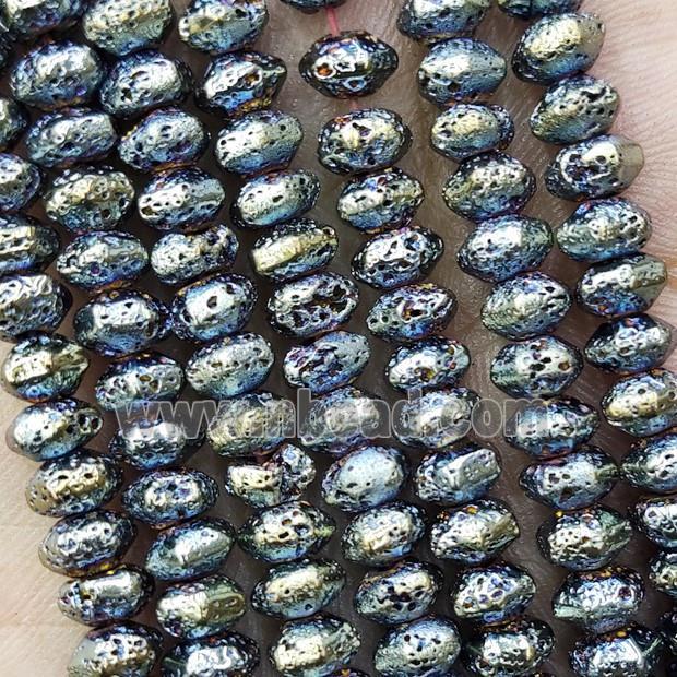 Hematite Rondelle Beads Green Electroplated