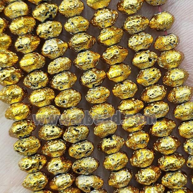 Hematite Rondelle Beads Golden Electroplated