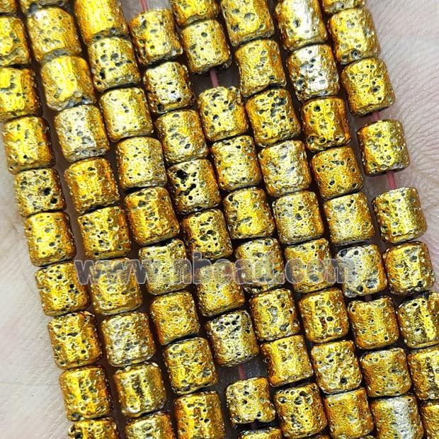 Hematite Tube Beads Golden Electroplated