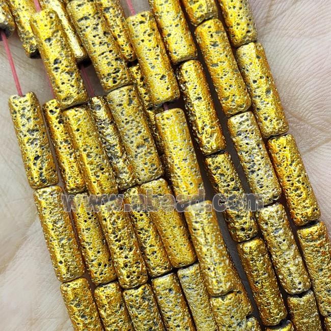 Hematite Tube Beads Golden Electroplated