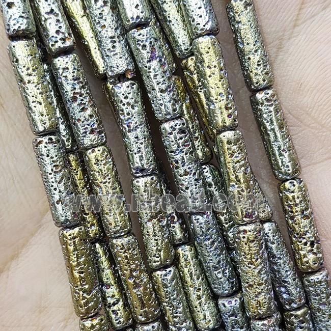 Hematite Tube Beads Green Electroplated