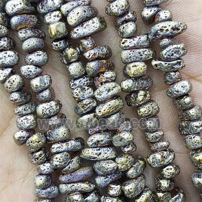 Hematite Beads Freeform Green Electroplated
