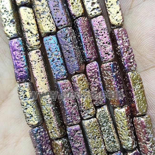 Hematite Tube Beads Multicolor Electroplated