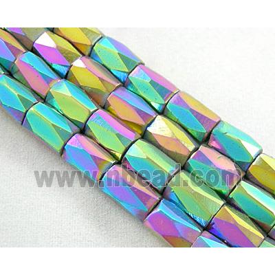 magnetic Hematite Beads, faceted tube, 7-color