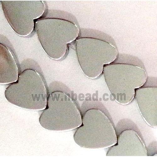 Hematite heart beads, no-Magnetic, platinum plated