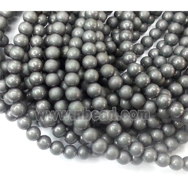 round matte Hematite beads, no-Magnetic, gray electroplated