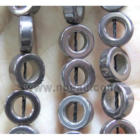 Hematite bead, ring, no-Magnetic, gray electroplated
