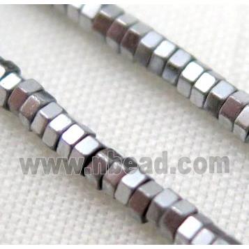 Hematite bead, rondelle, platinum electroplated