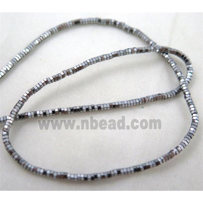 Hematite bead, rondelle, platinum electroplated
