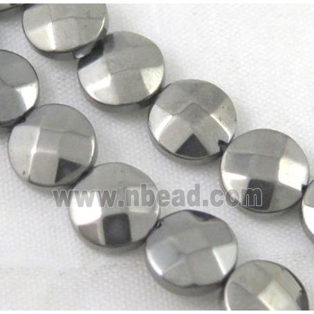 hematite bead, no-magnetic, faceted flat round