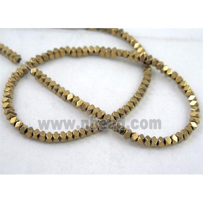 gold electroplated hematite rhombic beads