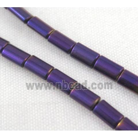 hematite tube beads, purple electroplated
