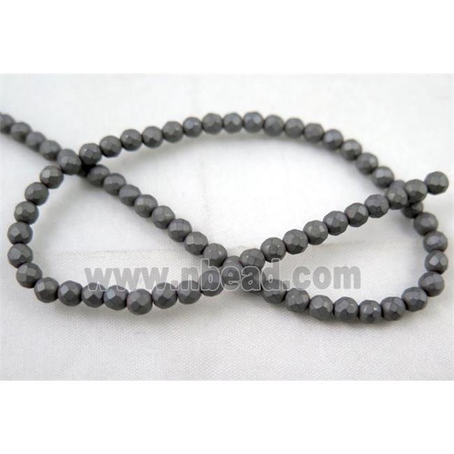 faceted round matte black hematite beads