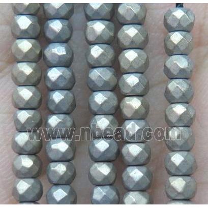 faceted rondelle matte hematite beads, lt.gold electroplated