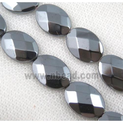 hematite beads, faceted oval, black