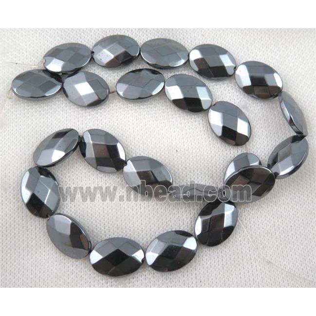 hematite beads, faceted oval, black
