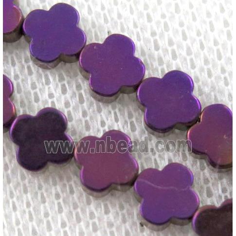 purple Hematite Clover Beads