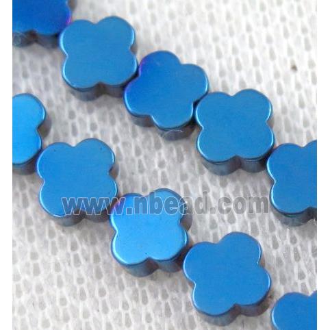 blue Hematite Clover Beads