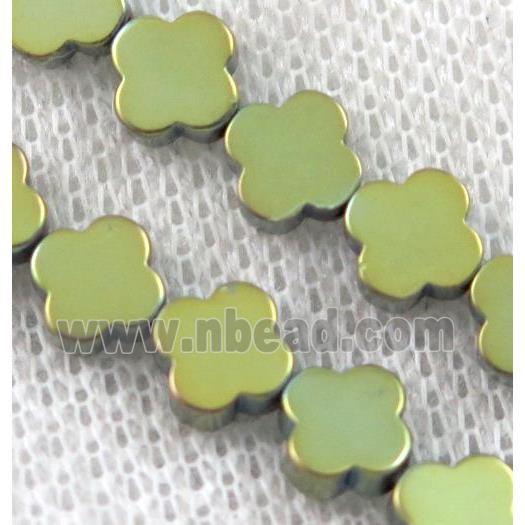 green Hematite Clover Beads