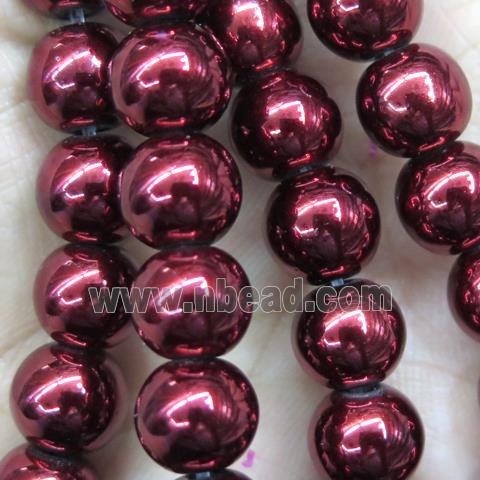 red firelacquered Hematite Beads, round