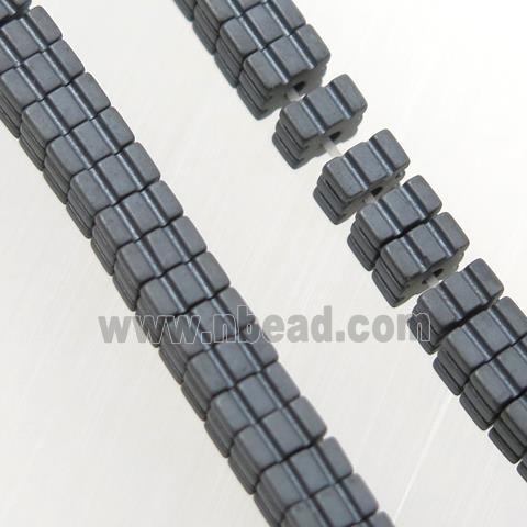 matte black Hematite square beads