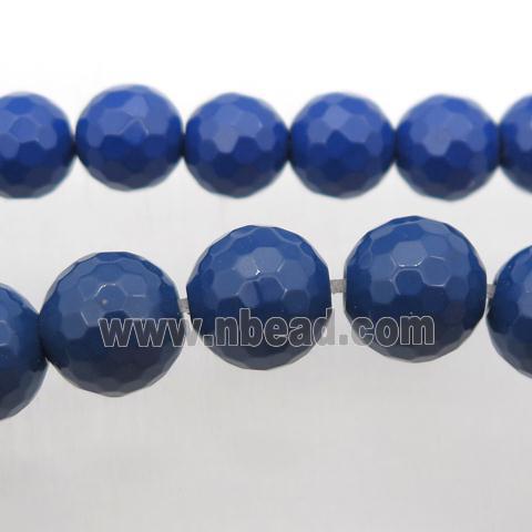 faceted round Taiwan Hokutolite Beads, blue treated