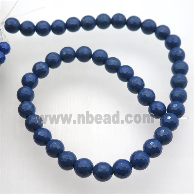 faceted round Taiwan Hokutolite Beads, blue treated