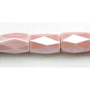 magnetic Hematite Beads, faceted tube, pink
