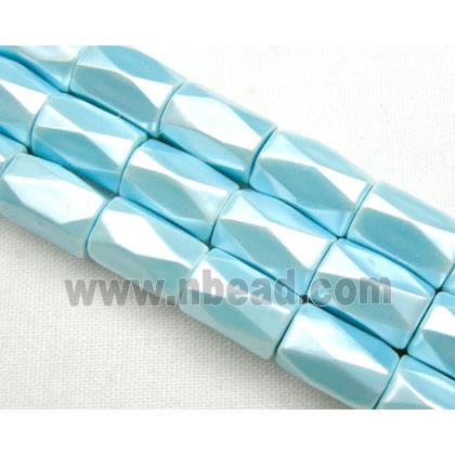 magnetic Hematite Beads, faceted tube, aqua