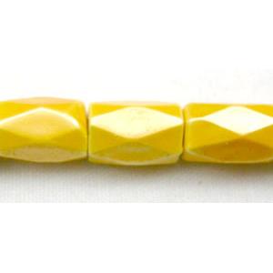 Yellow Hematite Magnetic Facet Tube Beads