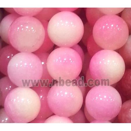Jade beads, Round, rich-pink