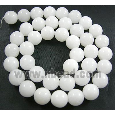 Jade beads, Round, ivory white