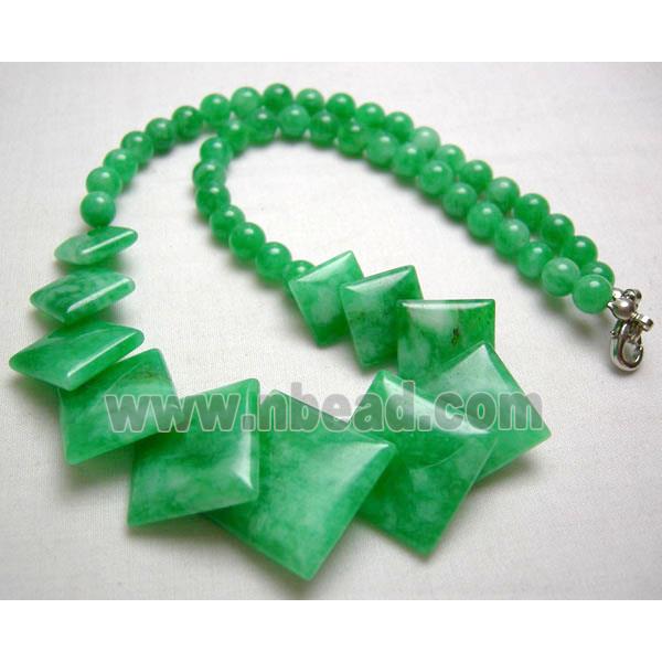 Green Jade Necklace, square, 16"