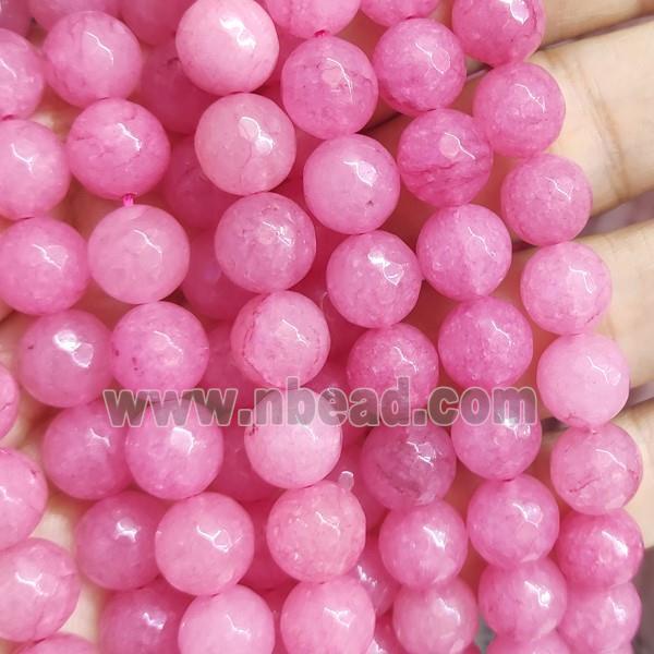 lt.hotpink Jade Beads, faceted round, b-grade