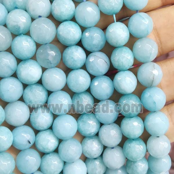 aqua Jade Beads, faceted round, b-grade