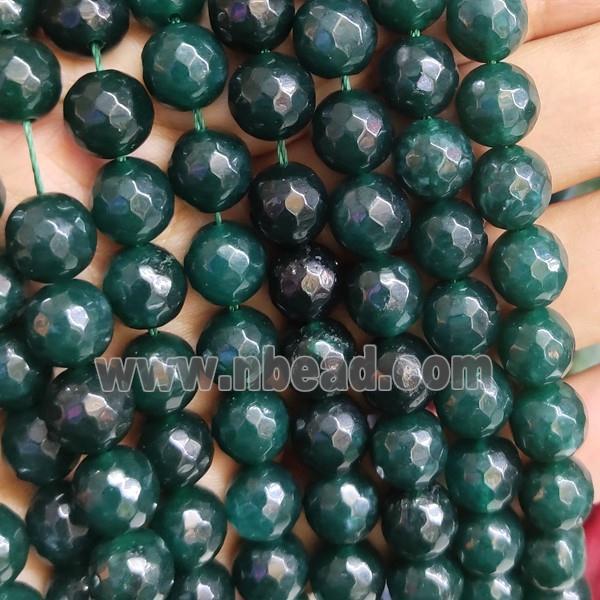 green Jade Beads, faceted round, b-grade