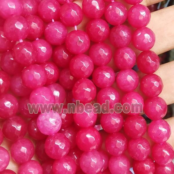 hotpink Jade Beads, faceted round, b-grade